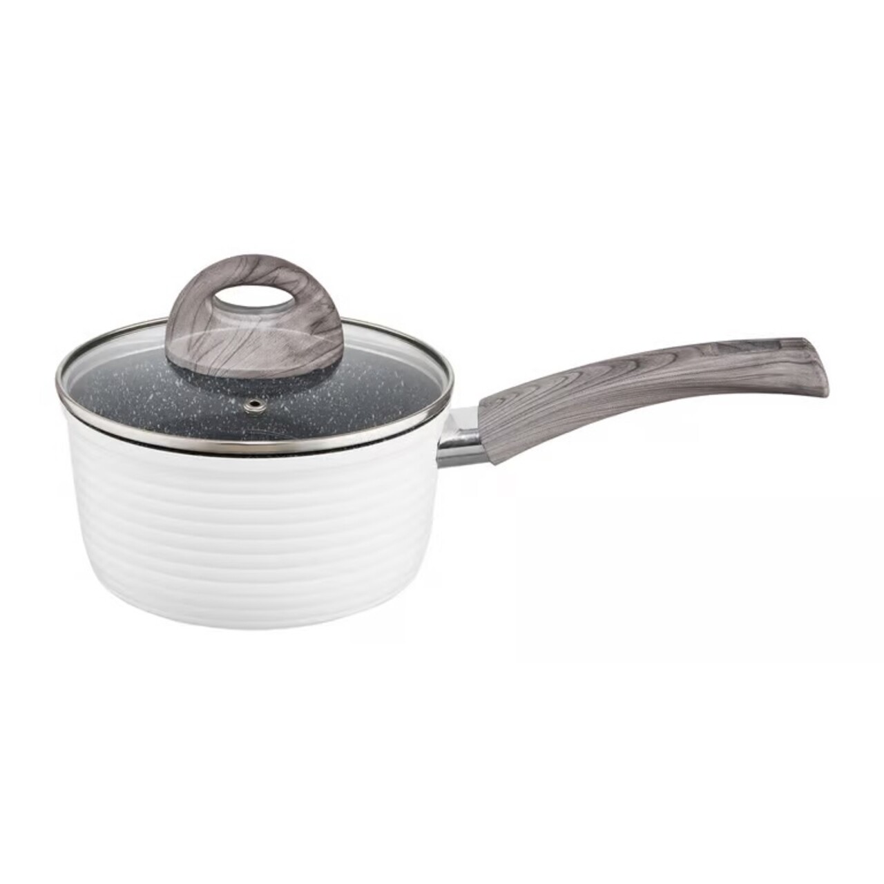 Cratita cu capac Wavy, Ambition, 16 cm, 1.5 litri, invelis Qualum Basic Stone Edition, aluminiu forjat, alb - imagine 7